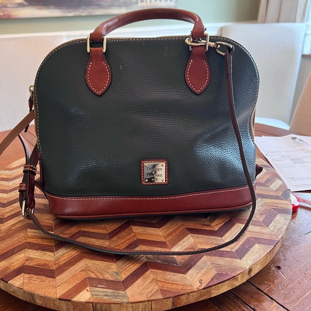 Dooney & Bourke Blue Pebble Grain Zip Zip Satchel